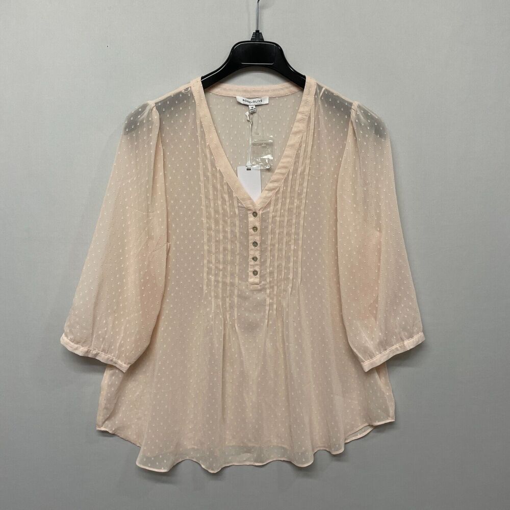 NWT Rose + Olive Women Blouse Top Shirt Size 1X Polyester B343 -16
